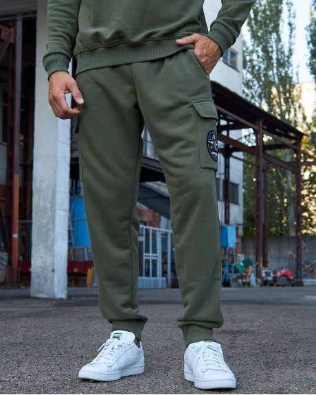 Спортивні штани карго хакі з нашивками 831 БрТА