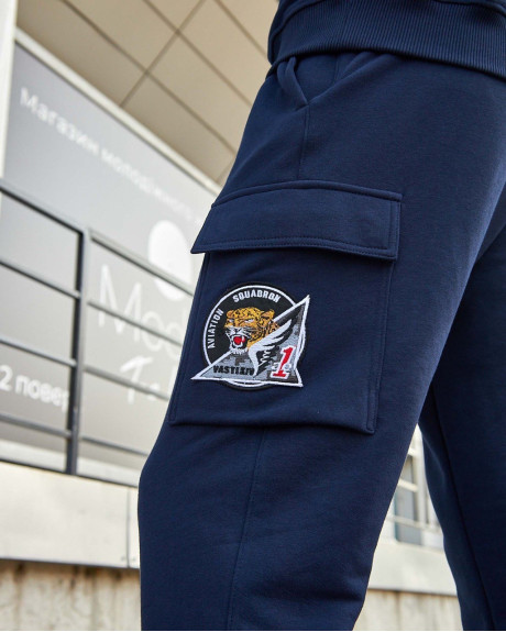 Спортивні штани карго сині з нашивками 40 БрТА