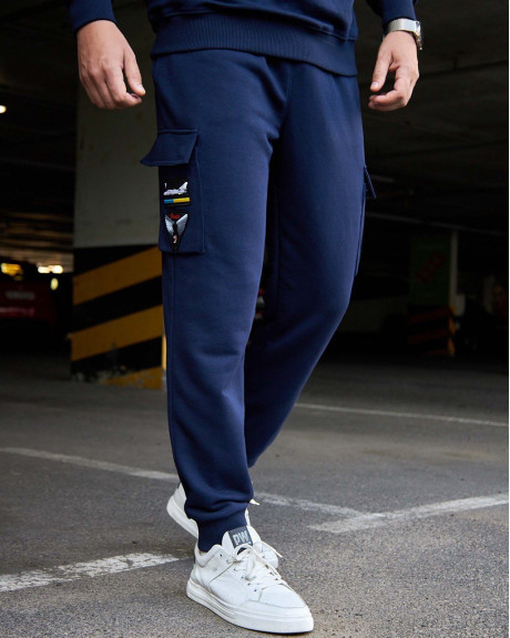 Спортивні штани карго сині з нашивками 7 БрТА