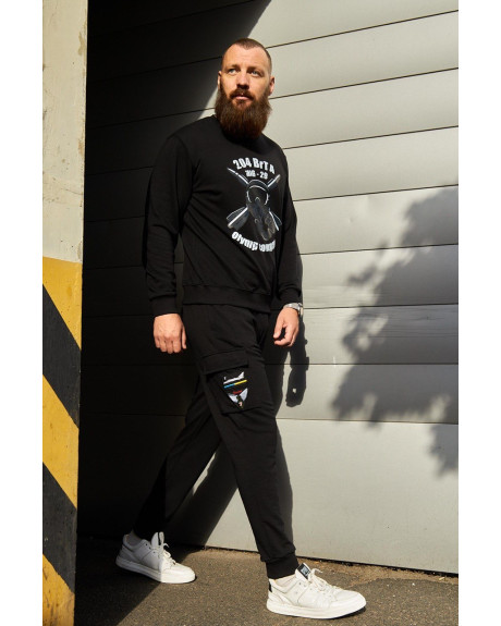 Світшот чорний з принтом 204 БрТА