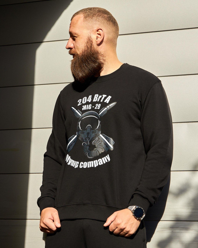 Світшот чорний з принтом 204 БрТА