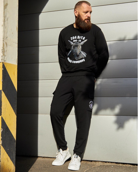 Світшот чорний з принтом 204 БрТА