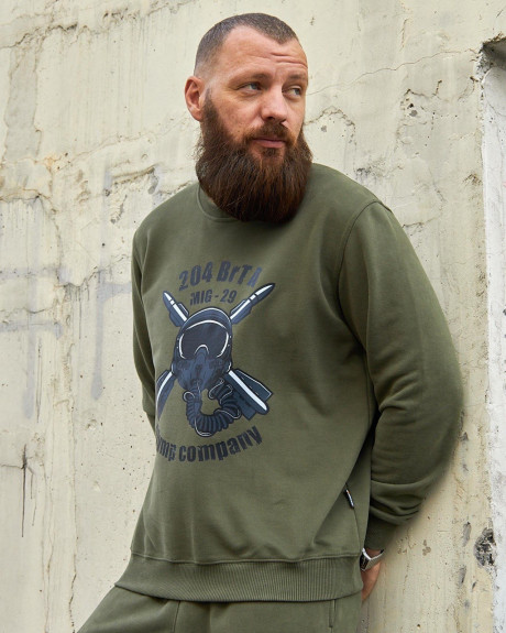 Світшот хакі з принтом 204 БрТА