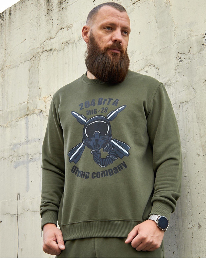 Світшот хакі з принтом 204 БрТА