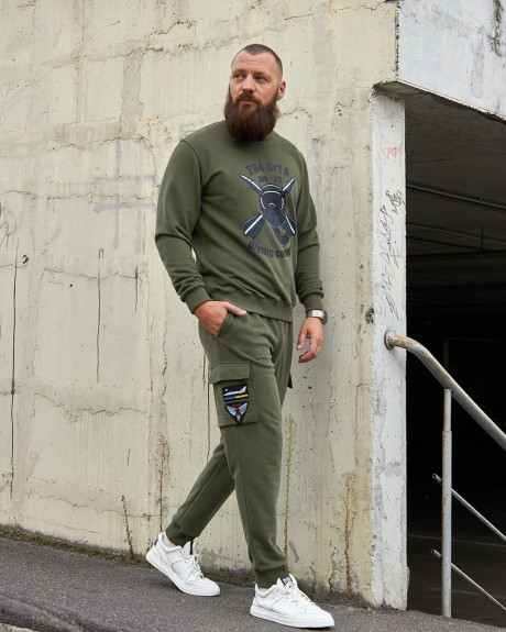 Світшот хакі з принтом 204 БрТА