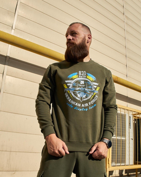 Світшот хакі з принтом 831 БрТА