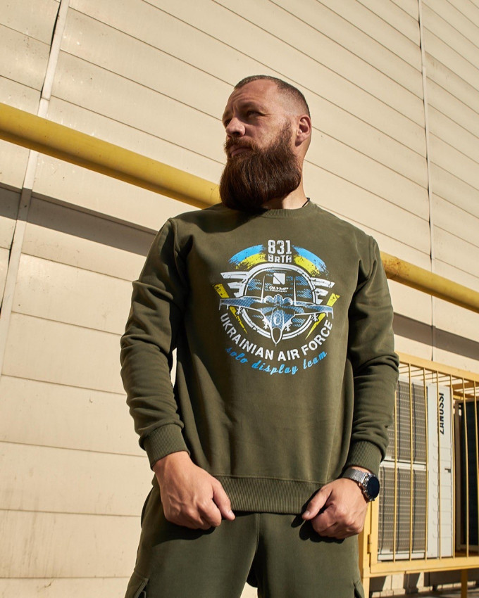 Світшот хакі з принтом 831 БрТА