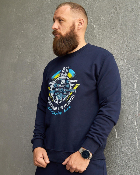 Світшот синій з принтом 831 БрТА