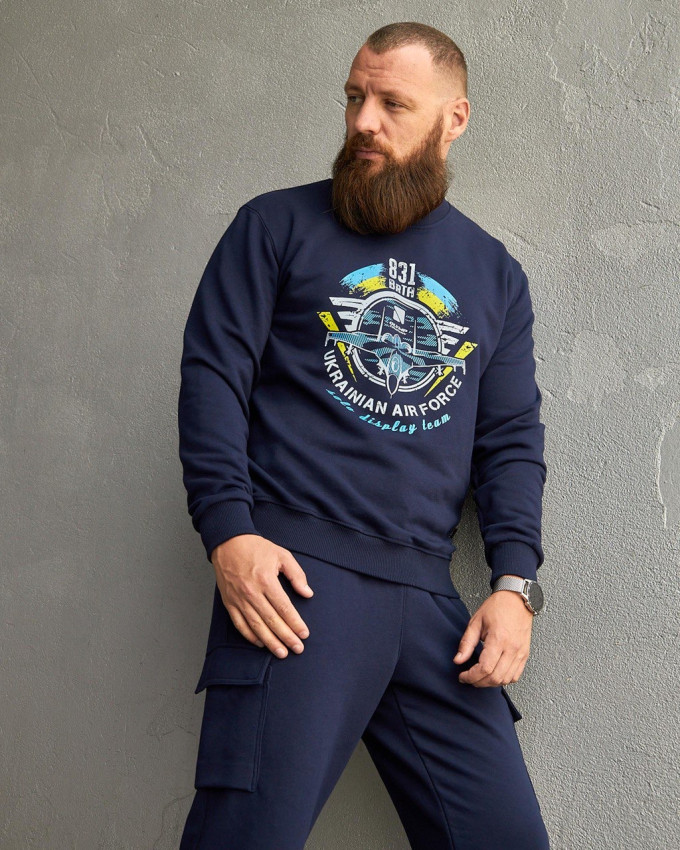 Світшот синій з принтом 831 БрТА