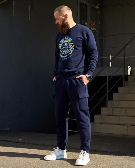 Світшот синій з принтом 831 БрТА